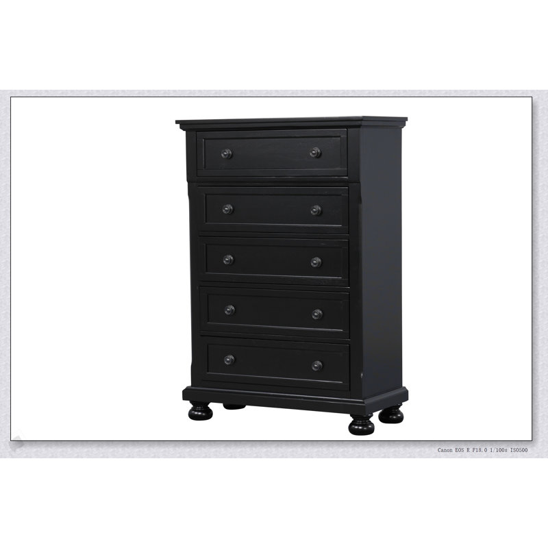 Commode noire élégante et fonctionnelle avec tiroirs pleine extension et plateau doublé de feutre, parfait pour les solutions de rangement modernes.