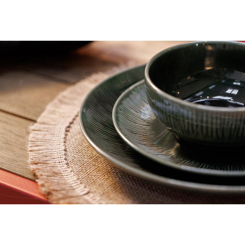 Mikasa Jardin Stoneware Dinner Set, Green