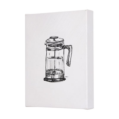 French Press a Hand Embelished Textured Canvas