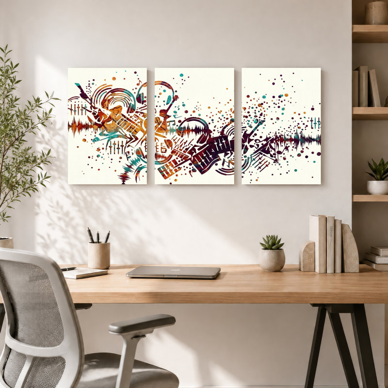Art musical, impression sur toile tendue sur toile, ensemble de 3, pour salon, chambre à coucher, décoration intérieure