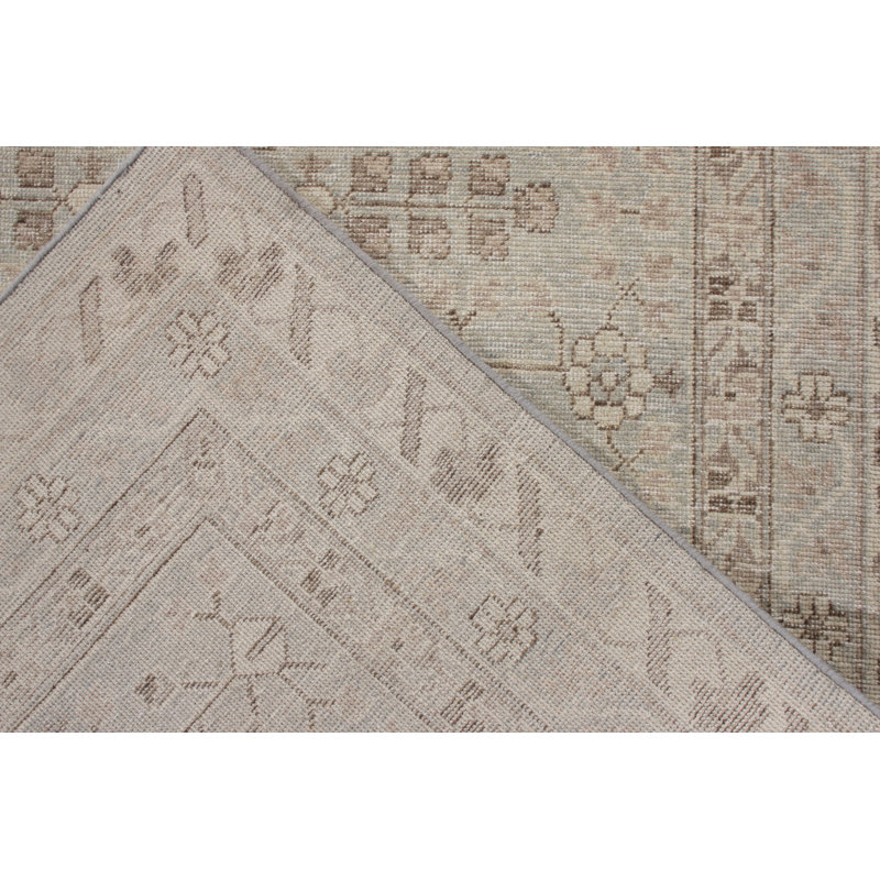 Distressed Homage Hand Knotted Wool Geometric Area Rug, Runner 3' x 10'