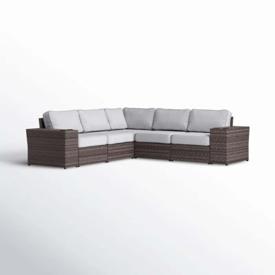 102" Wide Reversible Outdoor Wicker Sectional Sofa with Cushions – Fully Assembled