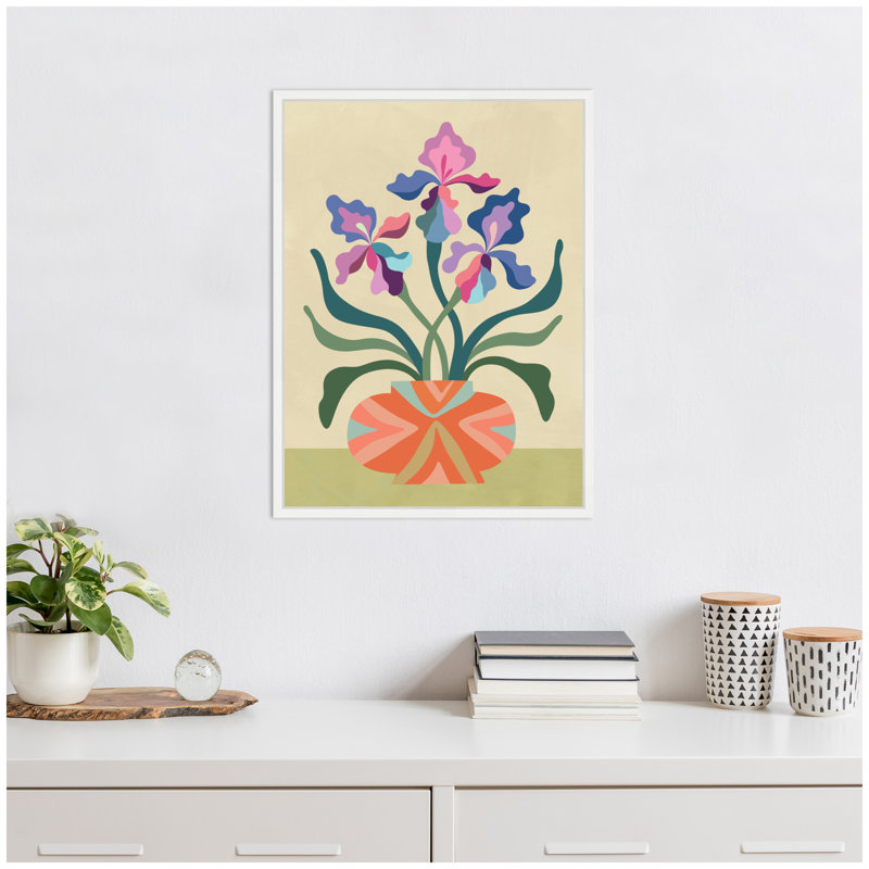 «Iris and Vase» par Barnish, reproduction d'art sur toile encadrée