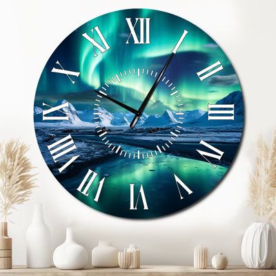 Icelandic Borealis Winters Aurora II - Aurora Borealis White Face Wall Clock