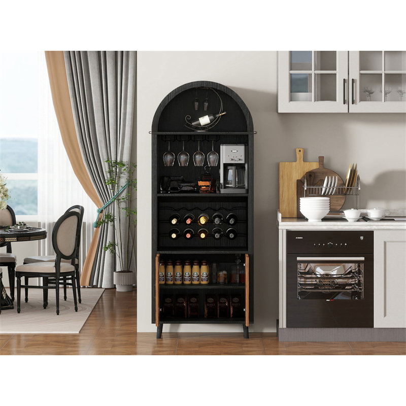 Bar à vin 71 po Farmhouse, (3 tablettes) H 70,87 po x l 25,75 po x P 15,75 po, Noir/naturel