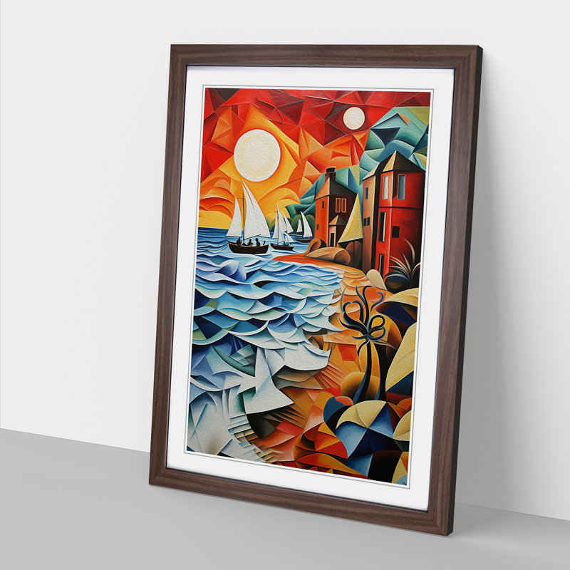 Single Picture Frame Print on Wood, Walnut Framed, 34cm H x 25cm W