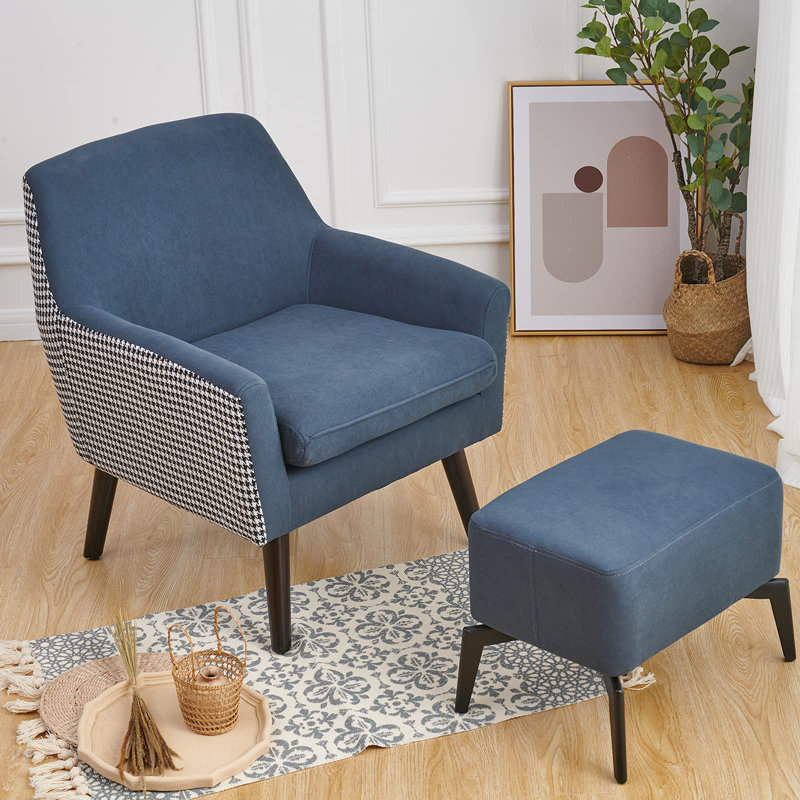 Canapé-lit George Oliver, Blue/Grey Linen Blend