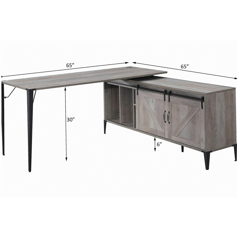 Bureau d'écriture avec armoire Zakawani, Gris/noir
