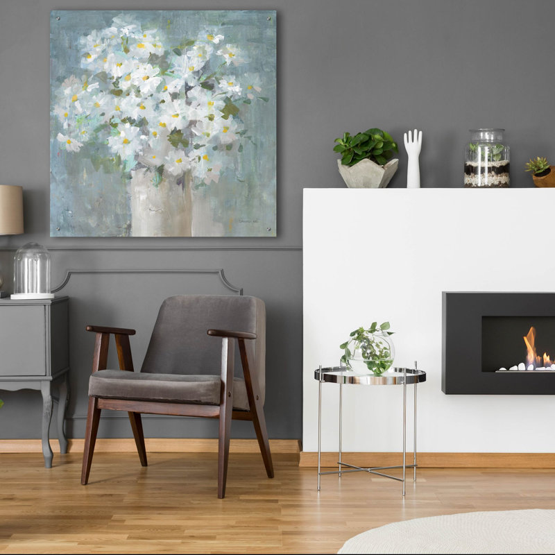 Art mural en verre 12 po x 12 po «Daisies All Day Light» par Danhui Nai, H 36 po x l 36 po x P 0,2 po