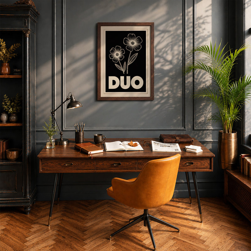 Duo Blooms Botanical - Framed Print, A1 - 84.1 x 59.4 cm, Walnut
