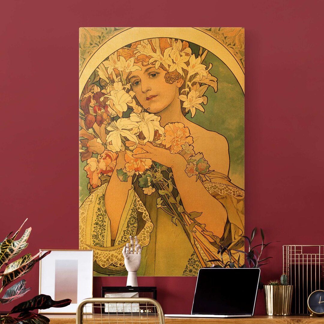 Leinwandbild Blume von Alfons Mucha