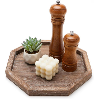 Decorative Wooden Serving Trays For  Table Farmhouse Kitchen Centerpieces Tray For Bathroom Counter Decor Tray Accessories Small Wood Living Room Accents Candle Holder Round Vanity Tray