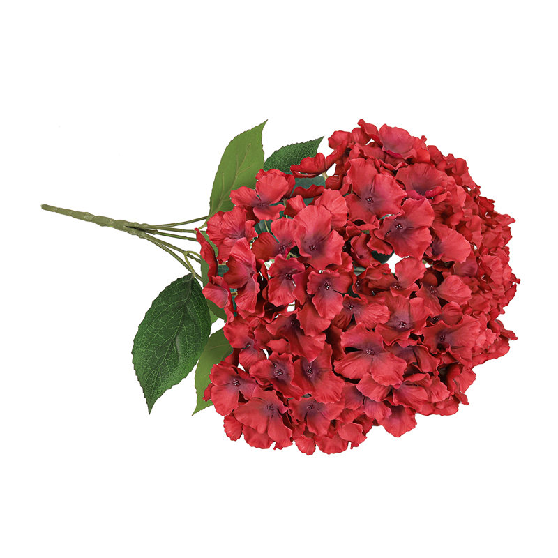 Bouquet de tiges de fleurs d'hortensia artificielles, Red