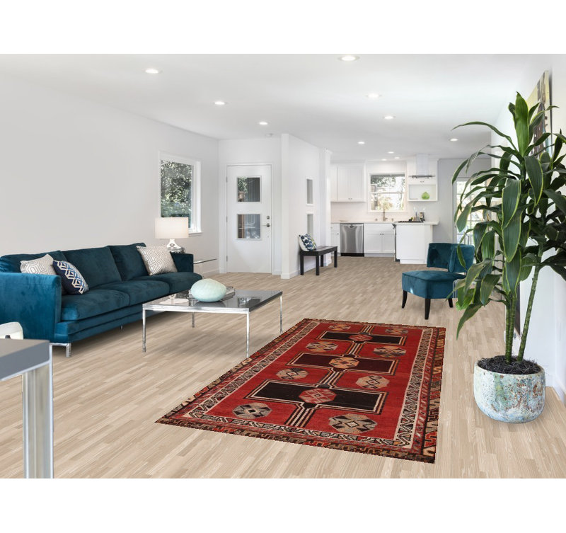Geometric Red Traditional Rug 4x8