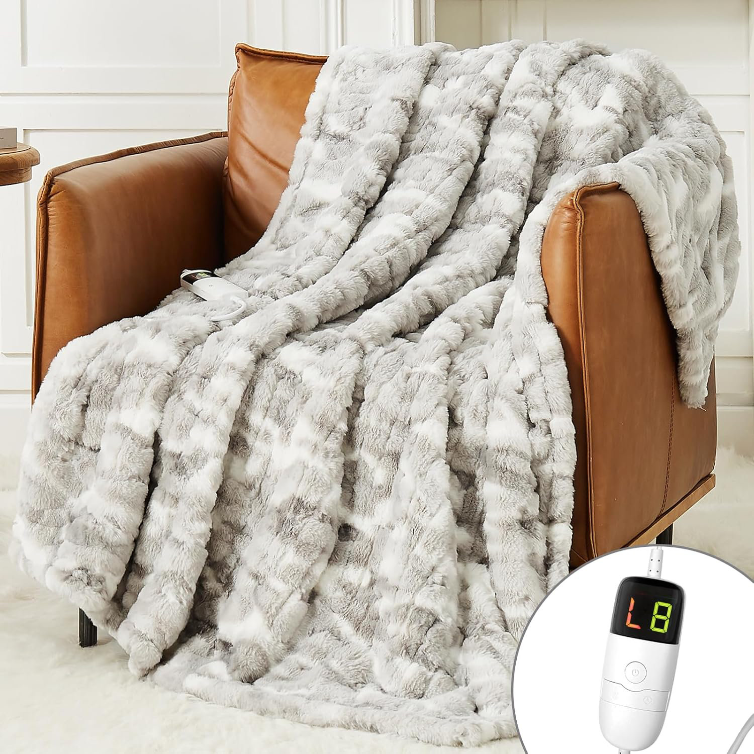 G & R PLUMBING ENTERPRISES, INC. Soft Faux Rabbit Fur Heating Blanket ...