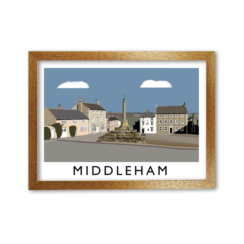 Middleham by Richard O'Neill - Single Picture Frame Print, 42cm H x 59.4cm W x 3cm D, Honey Oak