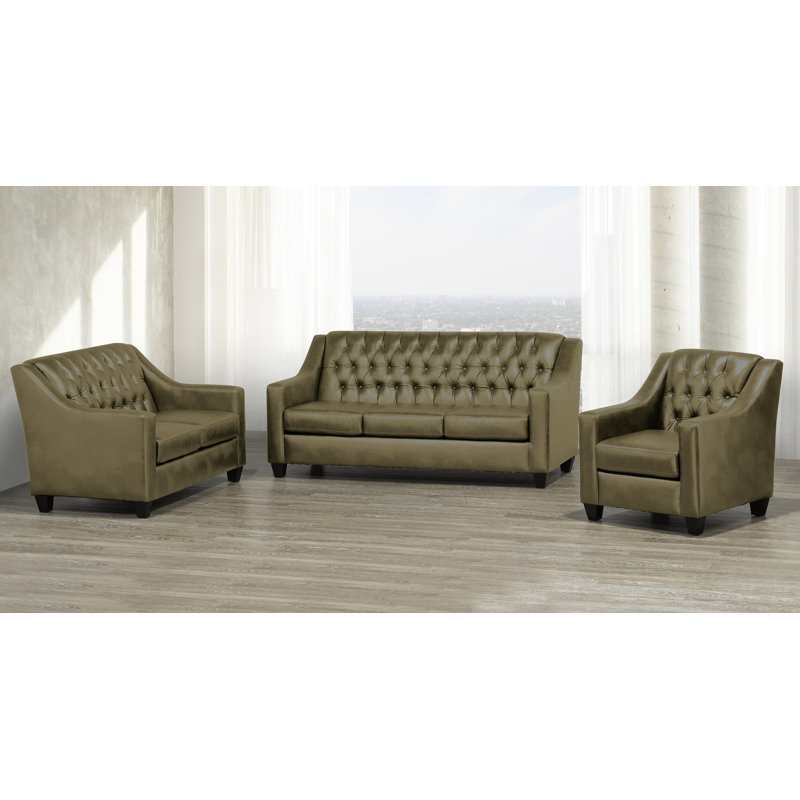 Debolt 3 - Piece Living Room Set, Taupe Leather Match