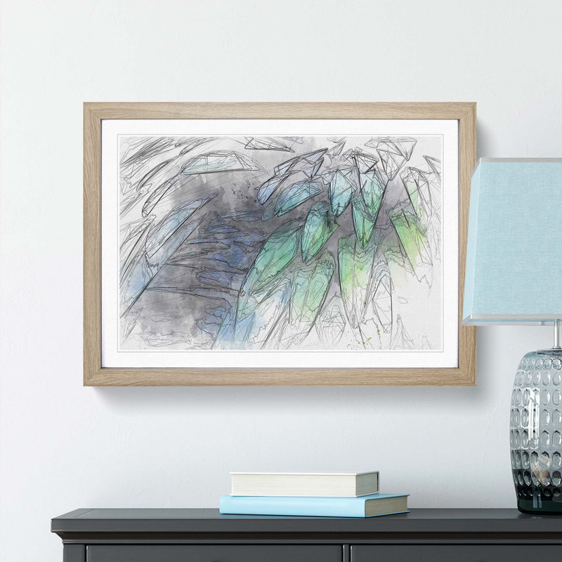 Parrot Feathers in Abstract - Picture Frame Graphic Art Print, 27cm H x 36cm W x 2cm D, Oak Framed