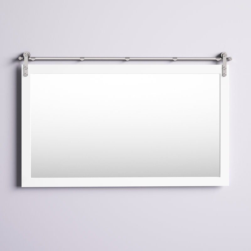 Karlyn Engineered Wood Flat Mirror, White, 30.5 x 47.5