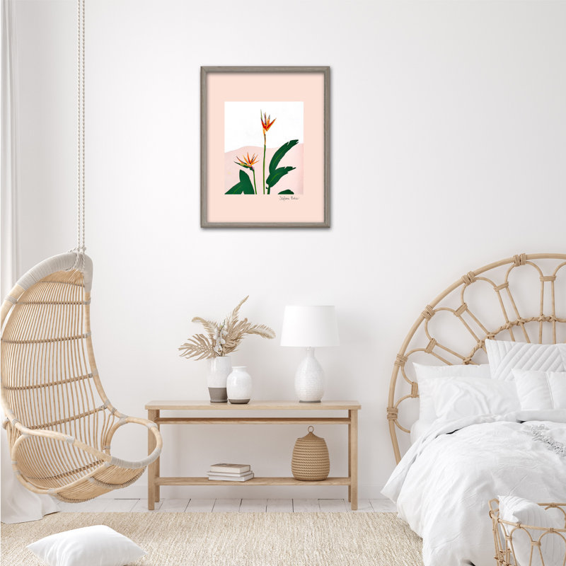 «Nature Inspired Birds of Paradise II» par Stefanie Bales - Art graphique d'art mural par, Cadre en bois, Gray