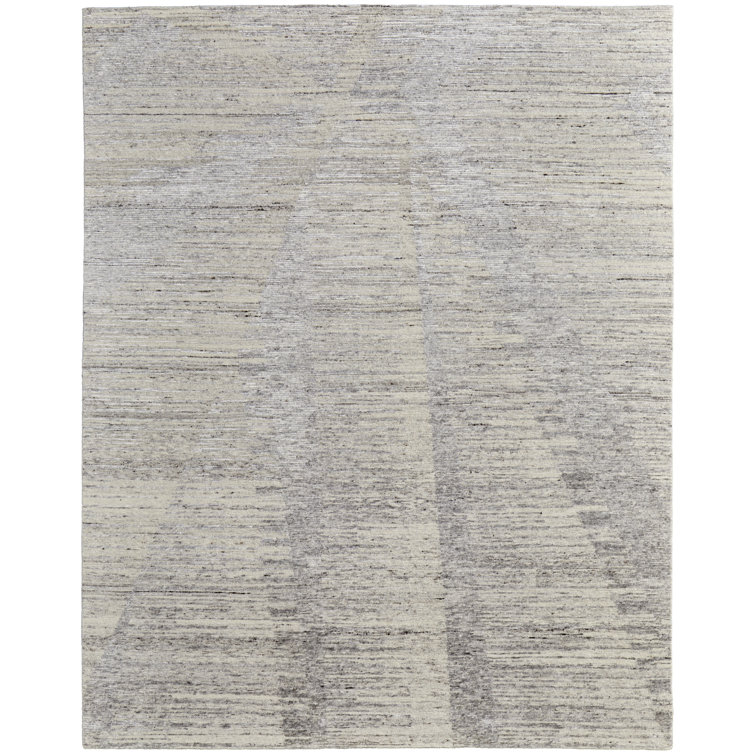 Brighton Hand Knotted Abstract Area Rug in Taupe/Ivory