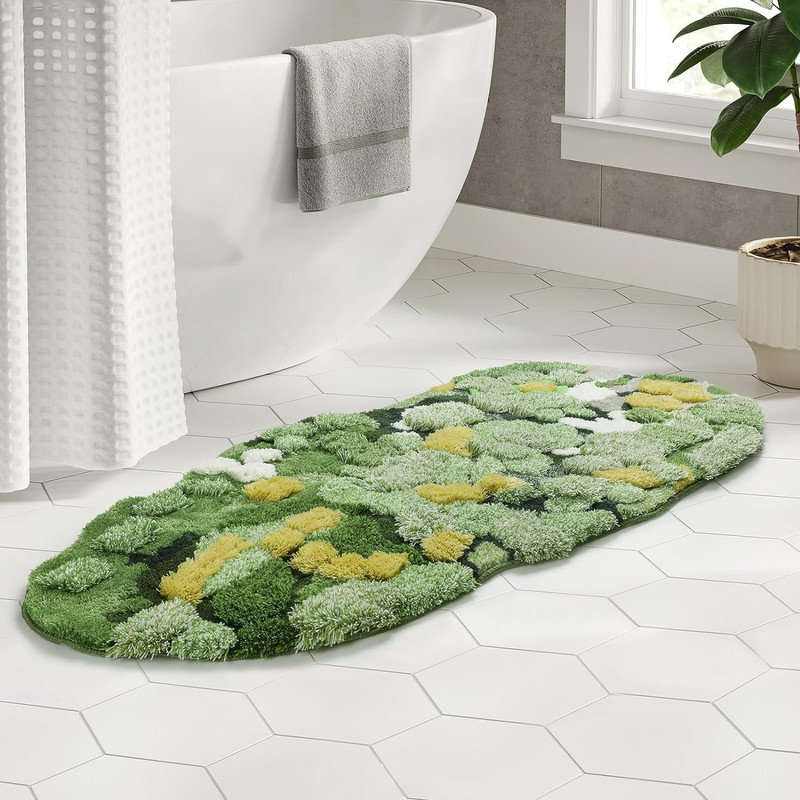 Red Barrel Studio® Green Moss Bathroom Rugs, Plush Rug Soft Machine ...