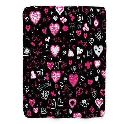 Pink Heart - 1 Piece Premium Sherpa Blanket