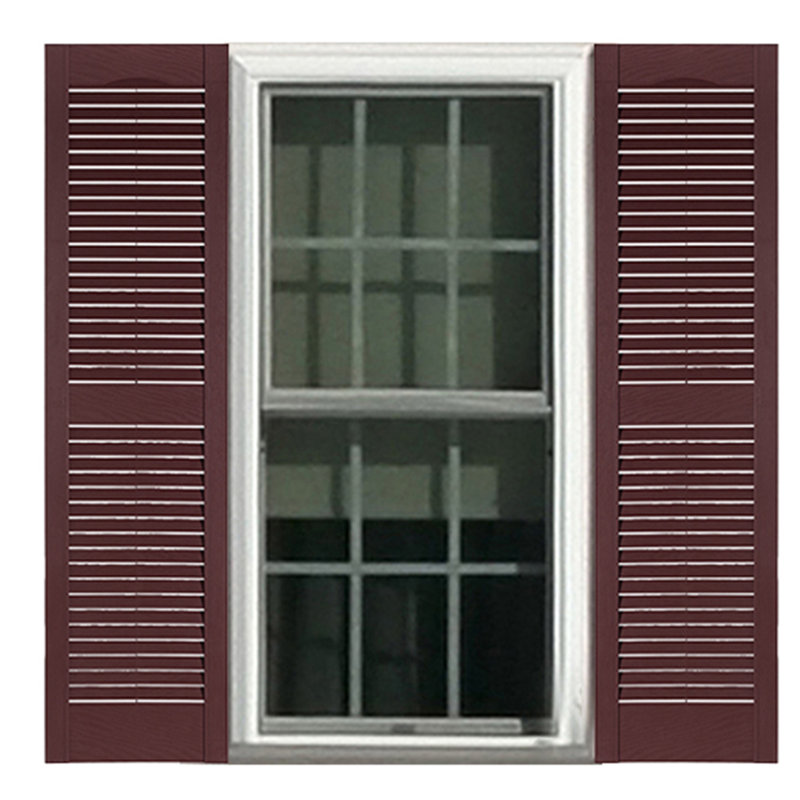 Burgundy 55" Decorative Louvered Exterior Shutters Set