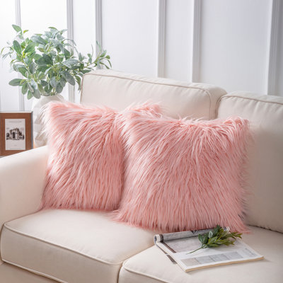 Chrismas Long Faux Fur Collection Square Throw Pillow