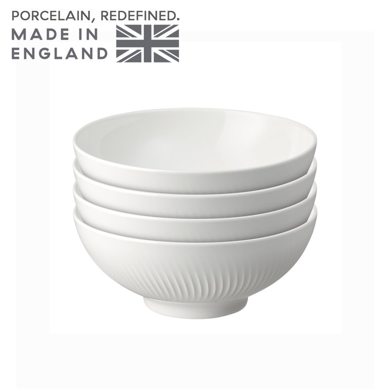 Ensemble de 4 bols à céréales en porcelaine blanc arc