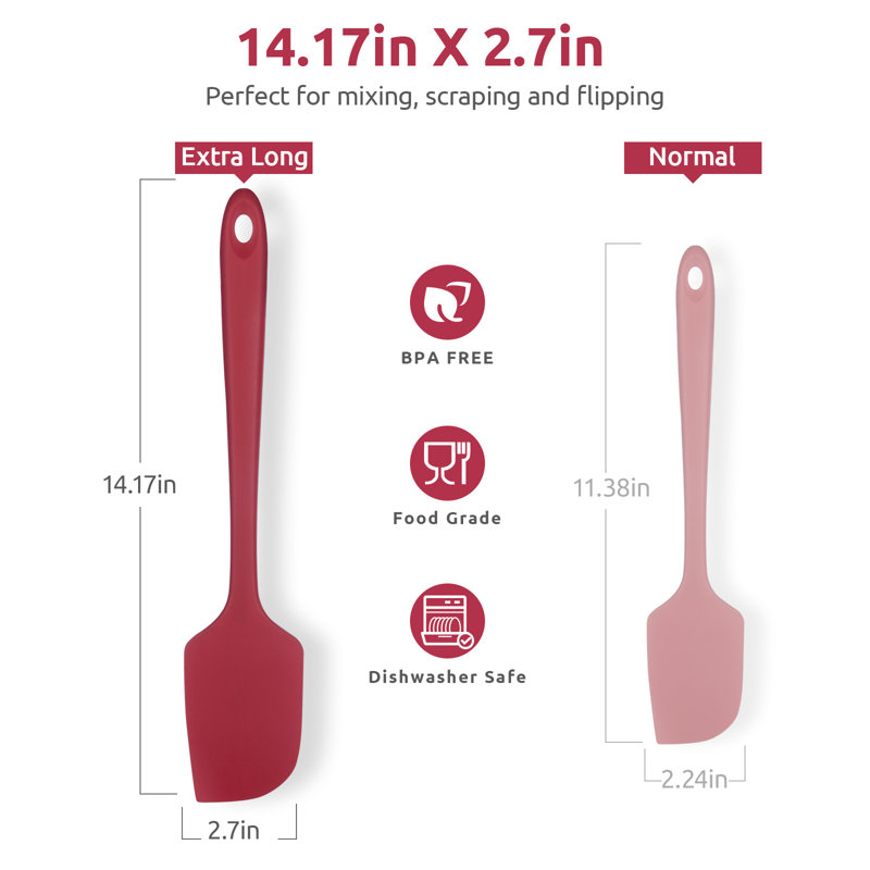 U-Taste 600ºF High Heat Resistant Flexible Silicone Large Spatula for Baking Cooking, 14.17" L x 2.7" W, Red