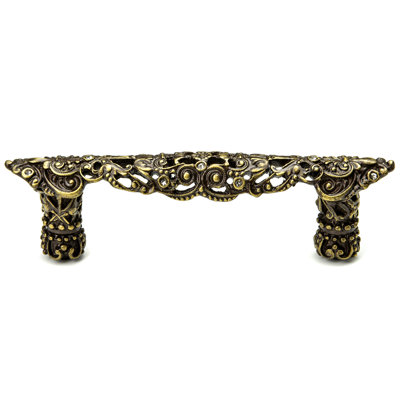 Juliane Grace 4 inches c.c. pull with Swarovski Clear Crystals in Antique Brass