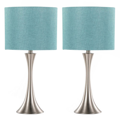 Lenuxe 24" Contemporary Metal Table Lamp In Brushed Nickel With Silver Metallic Threading From Grandview Gallery - Set Of 2