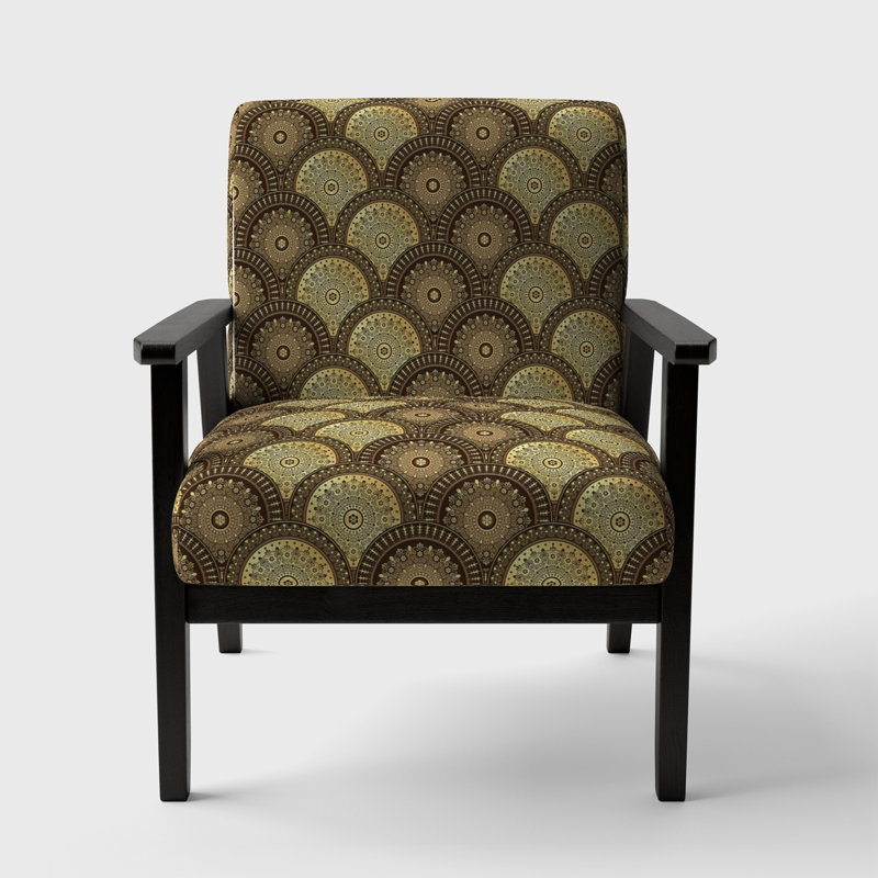 Hatsu - Golden Circular Motif I - Fauteuil rembourré Mid-Century