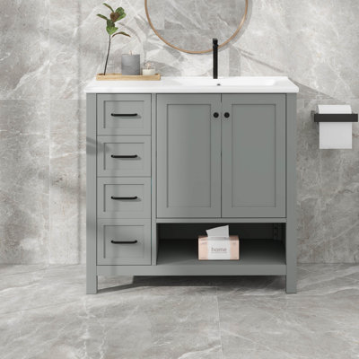 Armoire de salle de bain avec deux portes et deux tiroirs