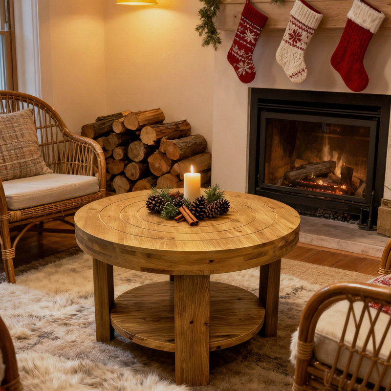 31.5" Farmhouse Solid Wood Coffee