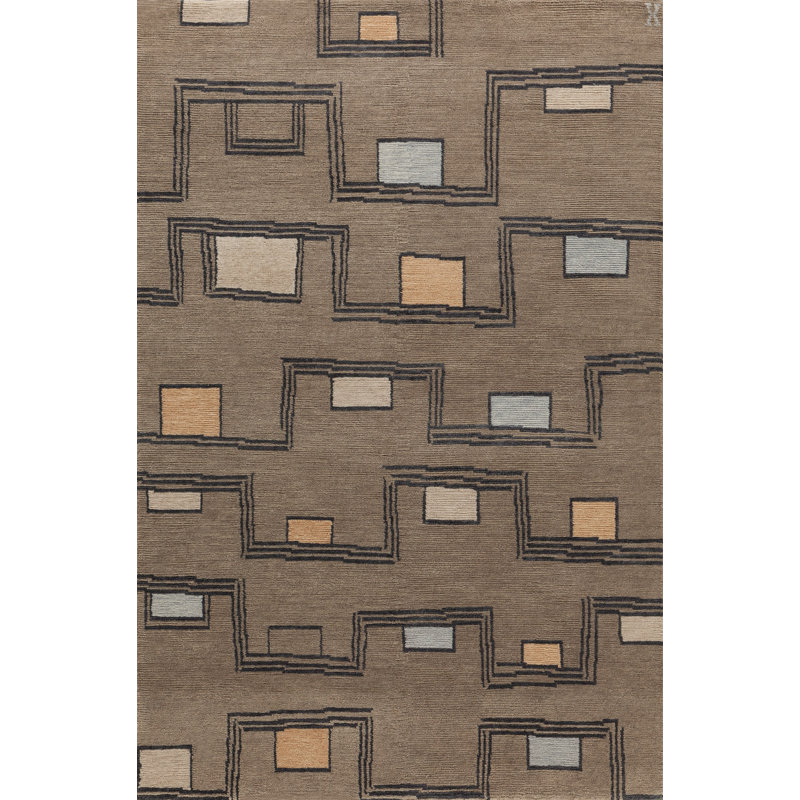 Wool Abstract Area Rug, Rectangle 5' x 7'