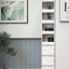 Armoire de rangement H 71,14 po à 4 niveaux avec 3 tiroirs latéraux et petites tablettes blanches pour un espace de bureau idéal-1505147946