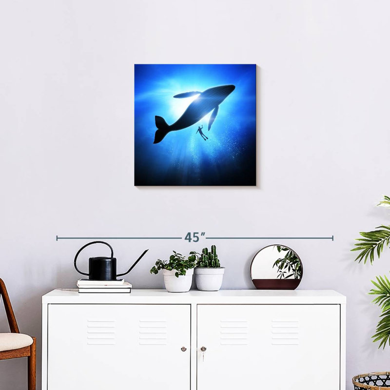 Brampt Diver And Humpback Whale, 20" H x 20" W