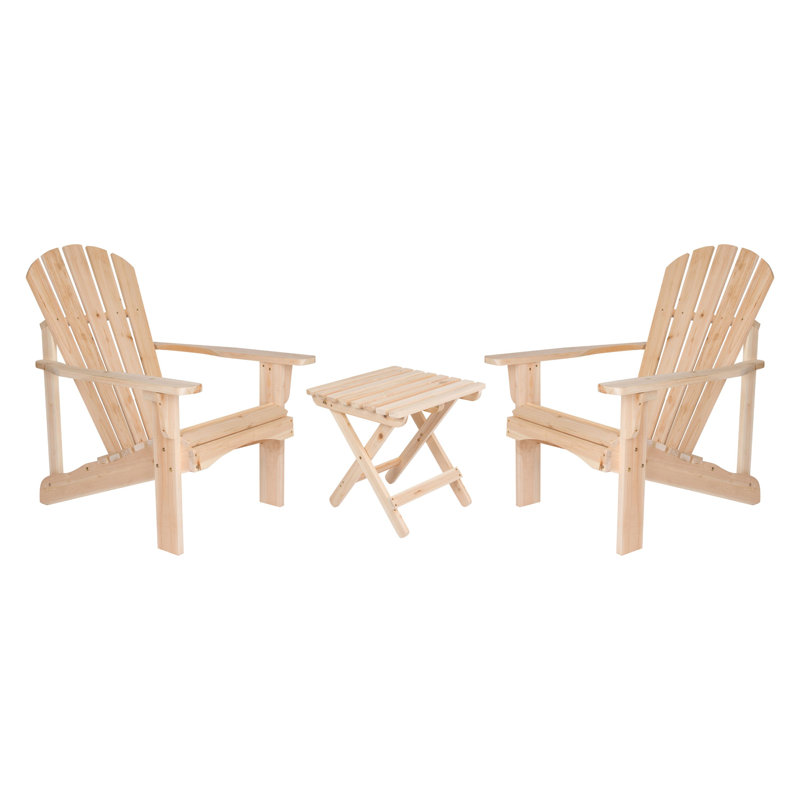 Brently Cedar Outdoor Adirondack Chair With Table, Natural