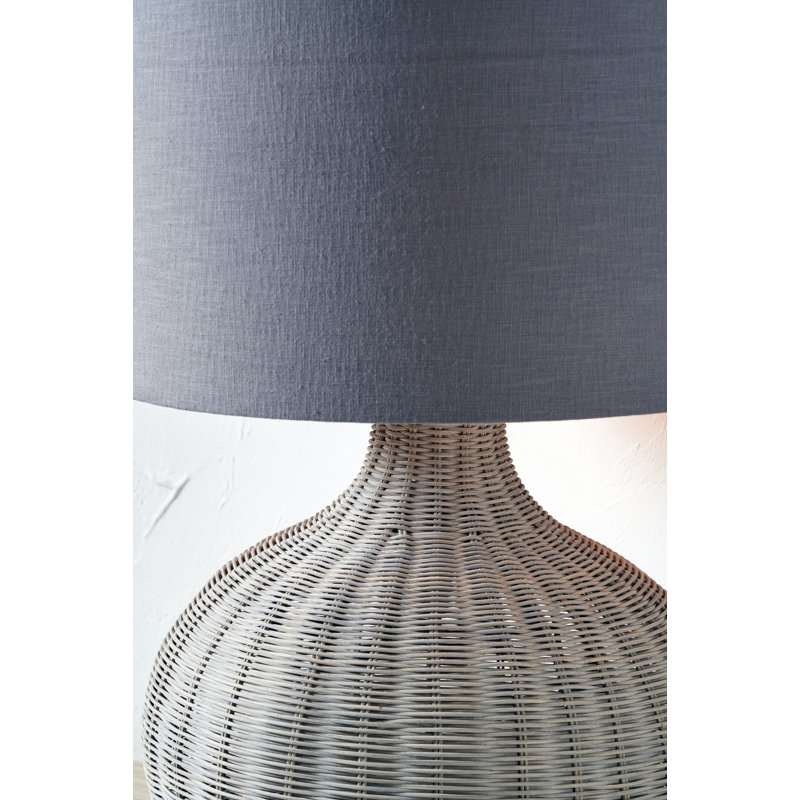 Saoirse Wicker/Rattan Table Lamp, Grey Base/Grey Shade