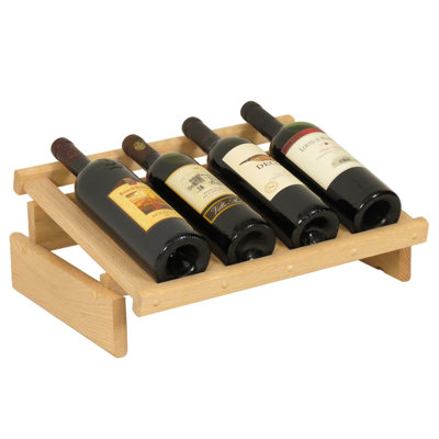 Geis 4 Bottle Solid Wood Tabletop Wine Bottle Rack