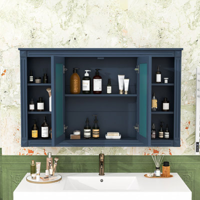 Armoire à miroir murale avec rangement personnalisable, étagère ouverte