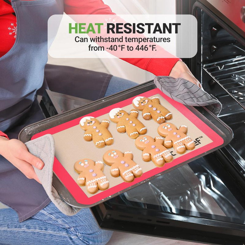 NutriChef Non-Stick Silicone 2 Piece Baking Sheet Set, Red, 11.61" H x 16" L x 1.77" W