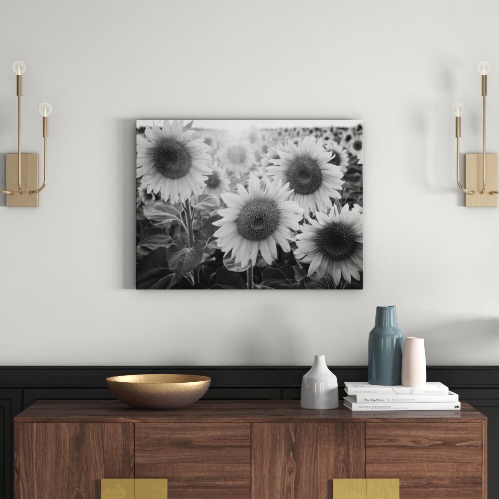 Leinwandbild „Sonnenblumen auf dem Feld“, Fotodruck