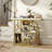 39.4" Console Table, Industrial Entryway Table with Storage Shelves and Circle Steel Frame for Living Room, Hallway, Foyer, White Marble Effect-1729520399
