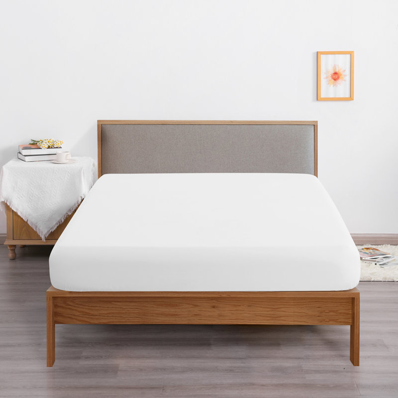 Fitted Bed Sheet Only, 1800 Brushed Microfiber Deep Pocket Fitted Sheet - NTBAY, White, Full Fitted Sheet