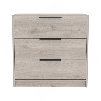 Commode 3 tiroirs Kaia, plateau supérieur - gris clair