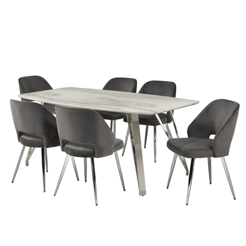 Ensemble repas pour 6 personnes Abixah, gris