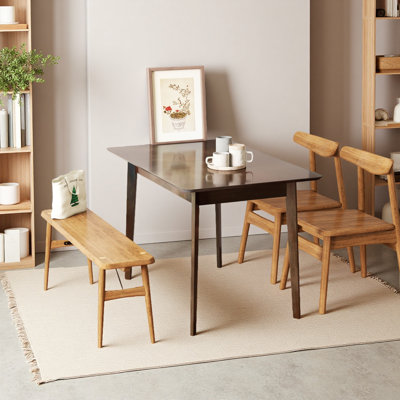 Table de cuisine moderne, table de salle à manger rectangulaire, avec pieds en bois d'hévéa pour votre maison